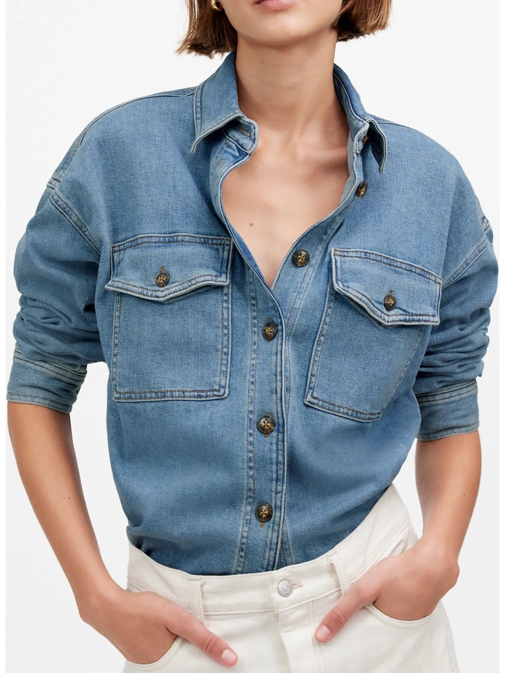 Madewell Denim Long-Sleeve Button-Up Shirt in Blissfield Wash